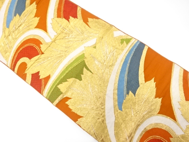 JAPANESE KIMONO / ANTIQUE FUKURO OBI / WOVEN ABSTRACT SEIGAIHA